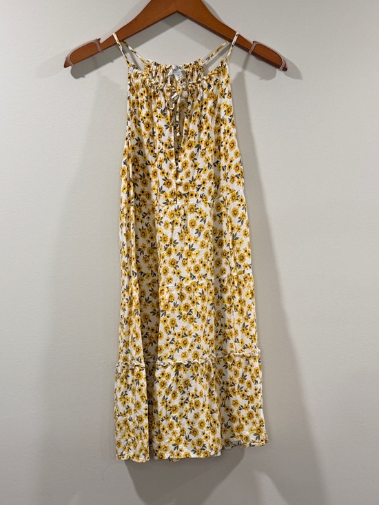 Justify Dresses & Skirts - Justify Yellow Floral Tie-Neck Mini Dress